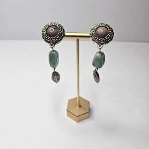 VTG Faux Stone Ethnic Tribal Boho Hippie Drop Dangle Earrings Multi Color